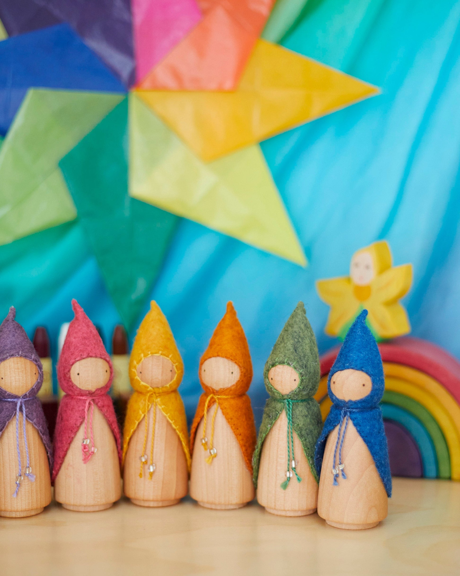 Colors of the Week Wooden Gnome Set-4