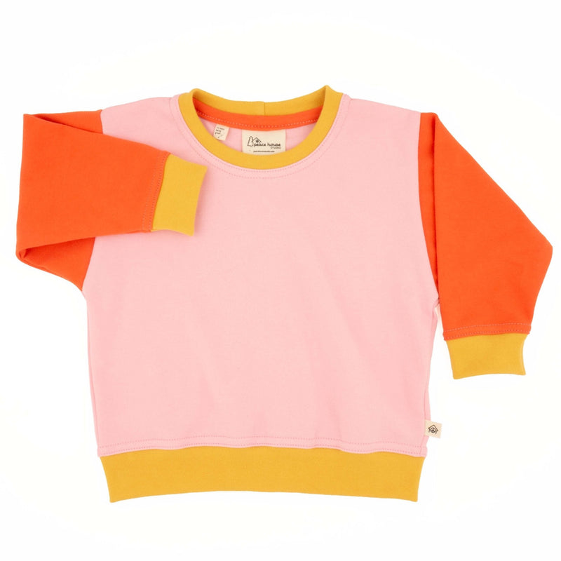 Toddler Colorblock Sweatshirt | Soft Organic Cotton Sweatshirt with Bold Colorblocking-zoom-