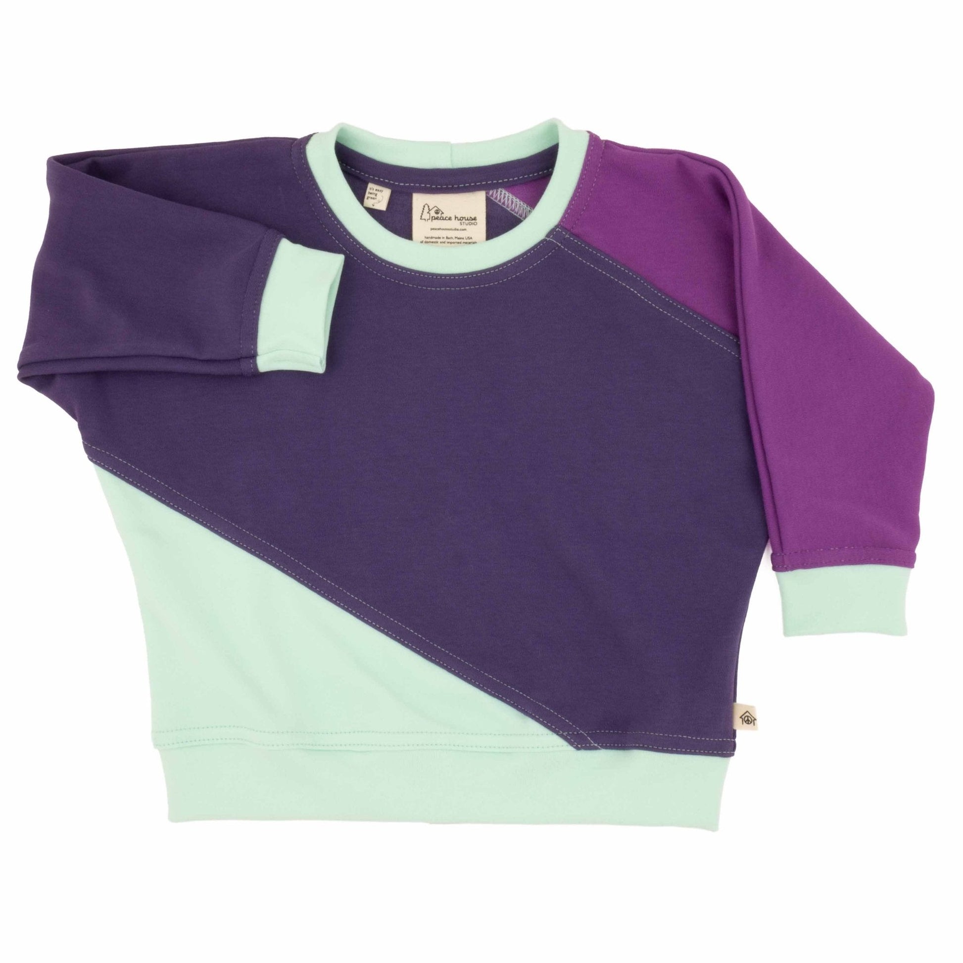 Baby Diagonal Colorblock Sweatshirt | Organic Cotton Colorblock Baby Sweatshirt - Aware House
