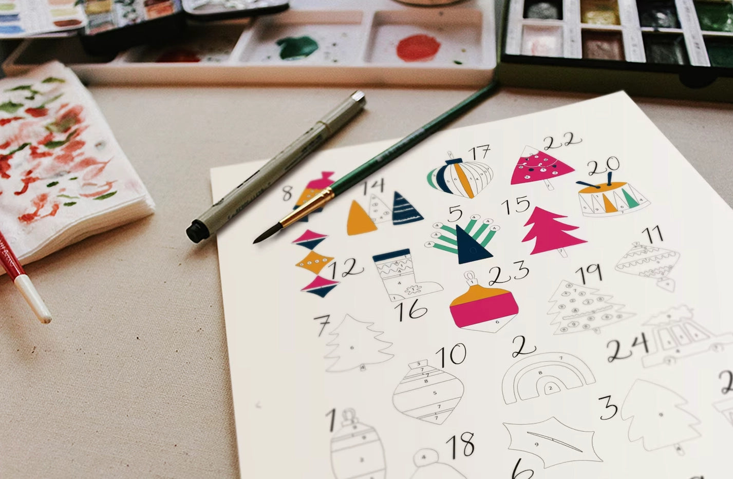 Advent Calendar Paint-By-Numbers Kit