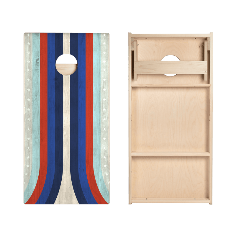 American Moto Curved Stripes Star Cornhole Boards-zoom-