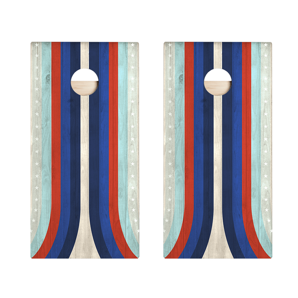 American Moto Curved Stripes Star Cornhole Boards-5