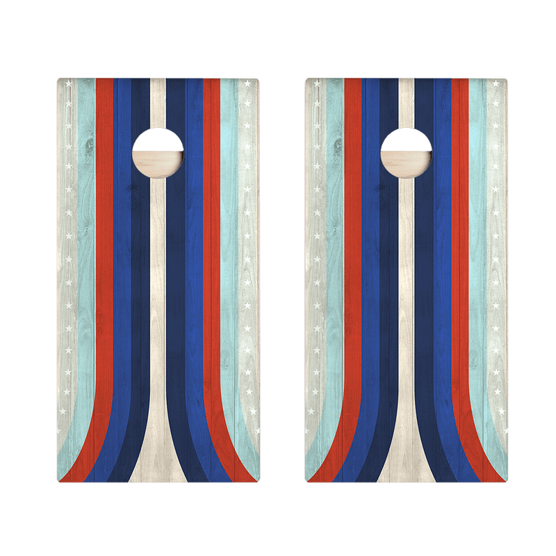 American Moto Curved Stripes Star Cornhole Boards-zoom-