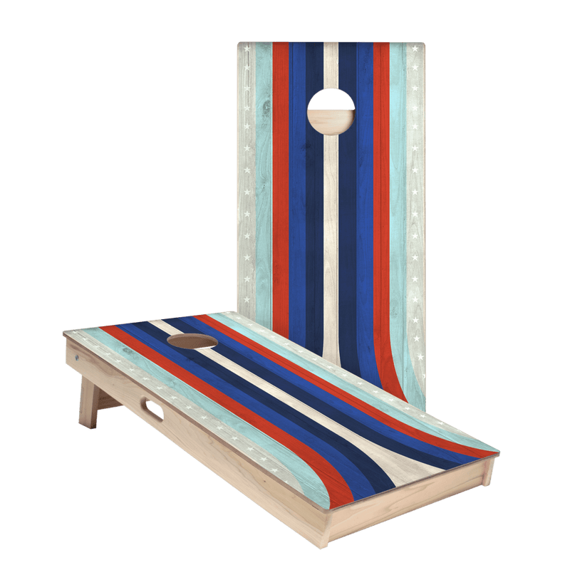 American Moto Curved Stripes Star Cornhole Boards-zoom-
