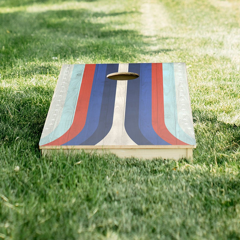 American Moto Curved Stripes Star Cornhole Boards-zoom-