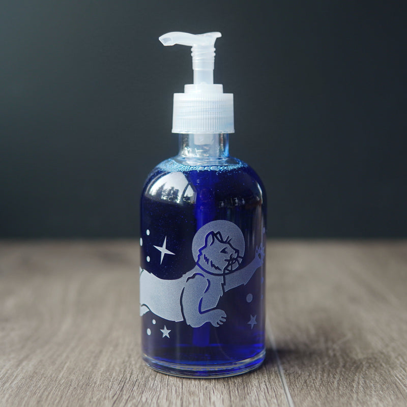Space Cat Soap Dispenser | Recycled Glass Pump Bottle-zoom-