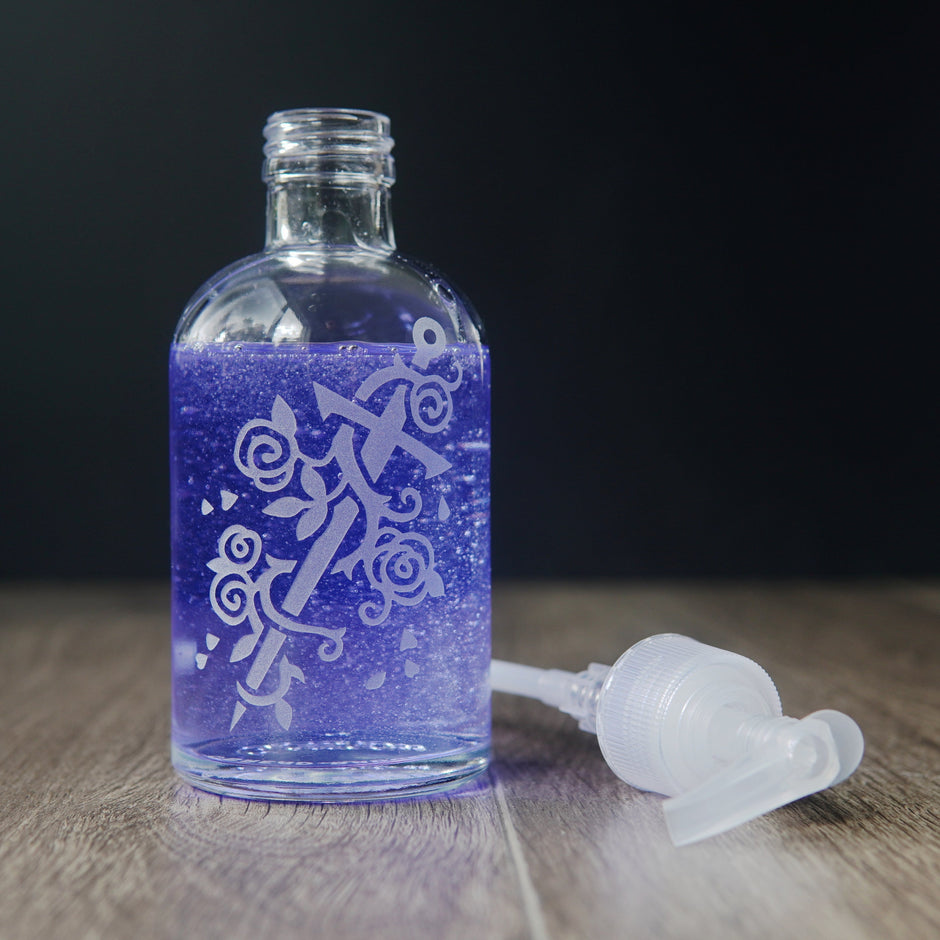 Sword and Roses Soap Dispenser | Recycled Glass Pump Bottle