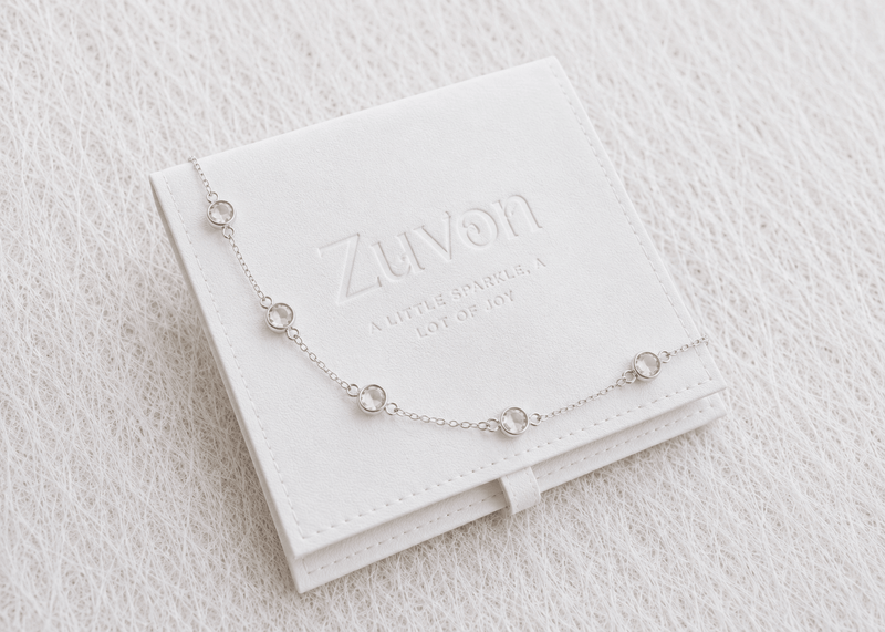 April Birthstone Crystal Bracelet | Sterling Silver & Gold Gemstone Jewelry-zoom-