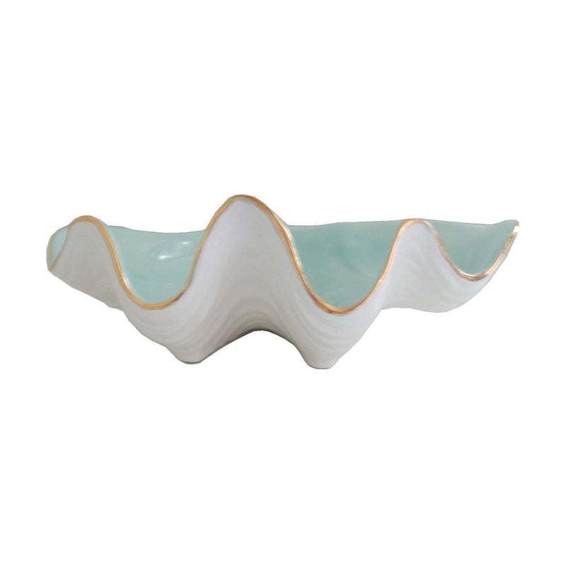 Clam Shell Bowl with 22K Gold Accent-zoom-