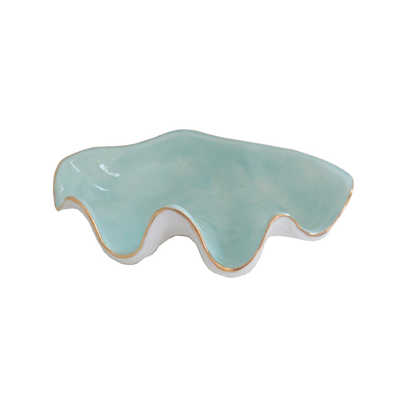 Clam Shell Bowl with 22K Gold Accent-zoom-