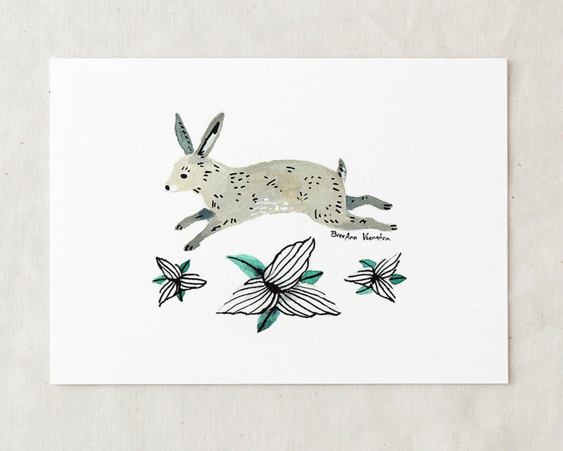 Rabbit and Trillium Art Print-zoom-