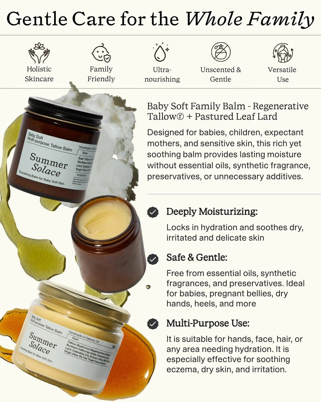 Baby Soft Family Balm Gentle & Nourishing | Unscented Leaf Lard and Cacao-zoom-13