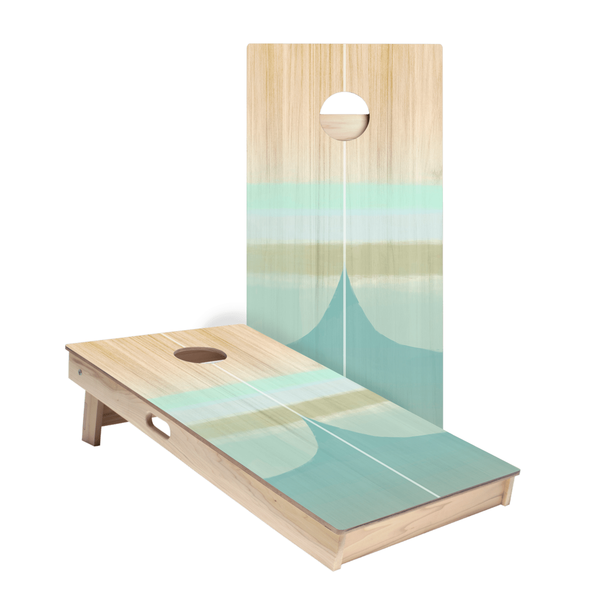 Bamboo Wood Watercolor Surf Star Cornhole Boards-1