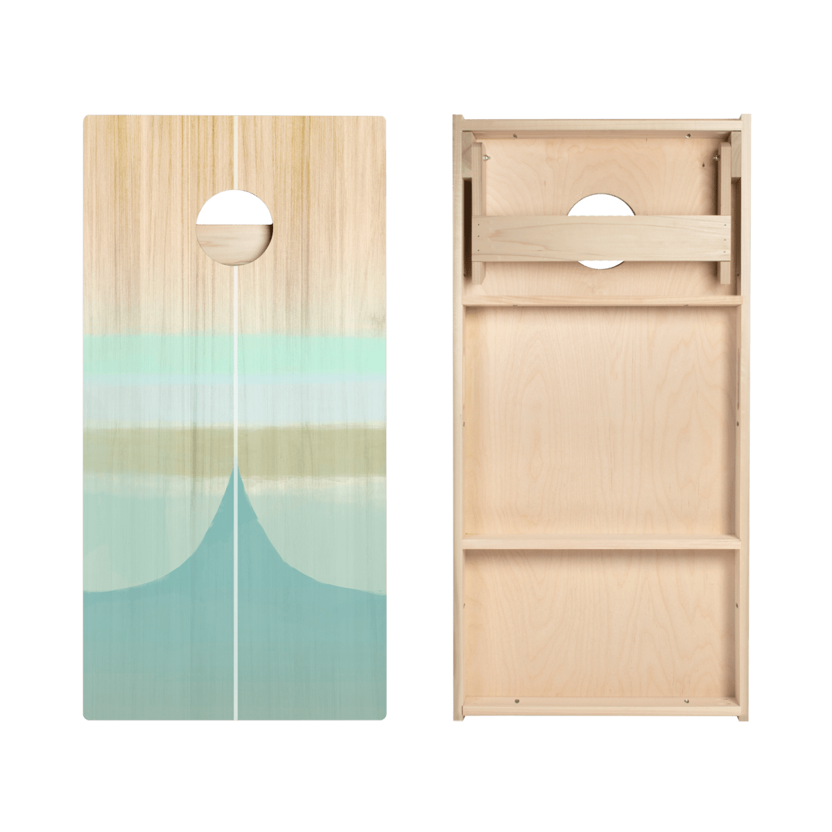 Bamboo Wood Watercolor Surf Star Cornhole Boards-4