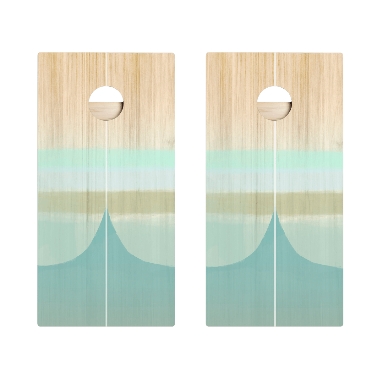 Bamboo Wood Watercolor Surf Star Cornhole Boards-5