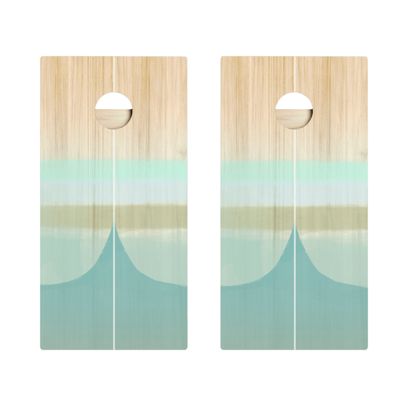 Bamboo Wood Watercolor Surf Star Cornhole Boards-zoom-