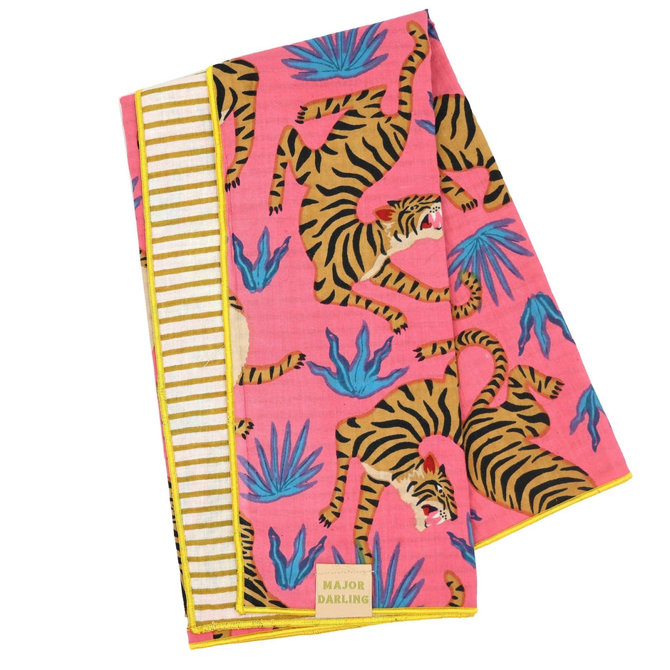 Reversible Dog Bandana | Pink Tigers & Stripes - Aware House