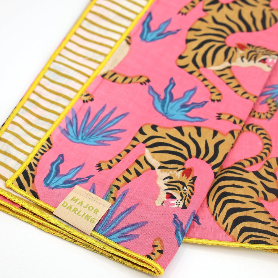 Reversible Dog Bandana | Pink Tigers & Stripes - Aware House
