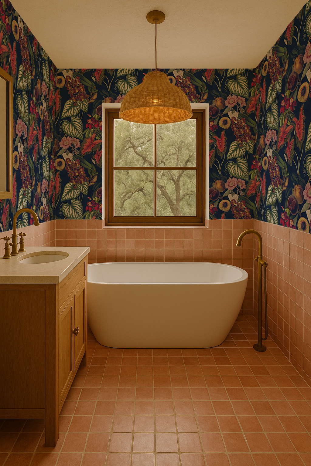 Cali Tropicale Wallpaper, navy-3