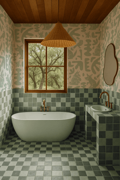 Abstract Animales Wallpaper, mint - Aware House - Samantha Santana Creative - 