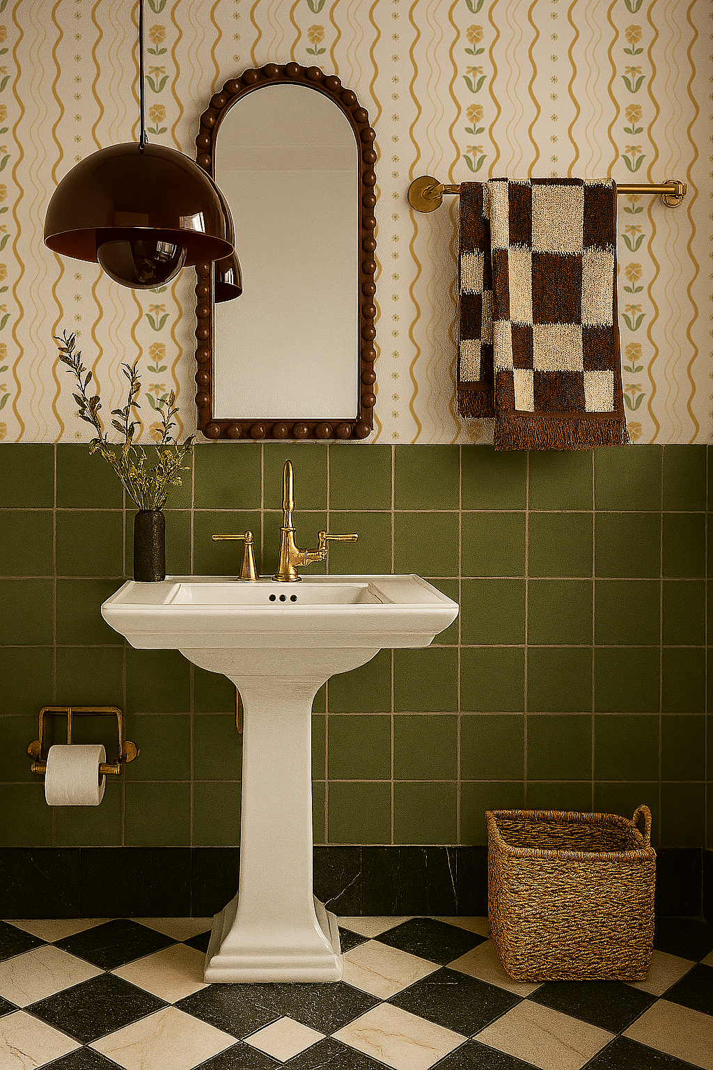 Posy Lane Stripe Wallpaper, beige and yellow-zoom-5