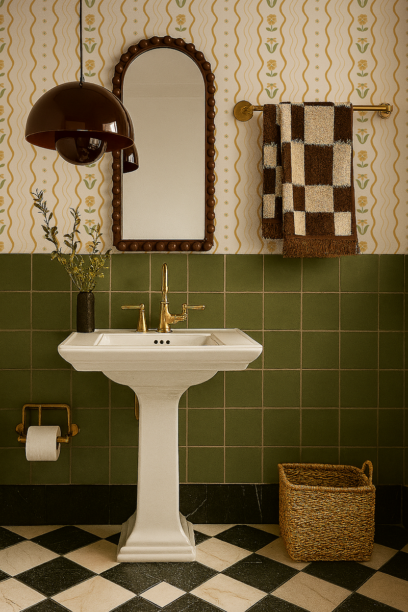 Posy Lane Stripe Wallpaper, beige and yellow-zoom-