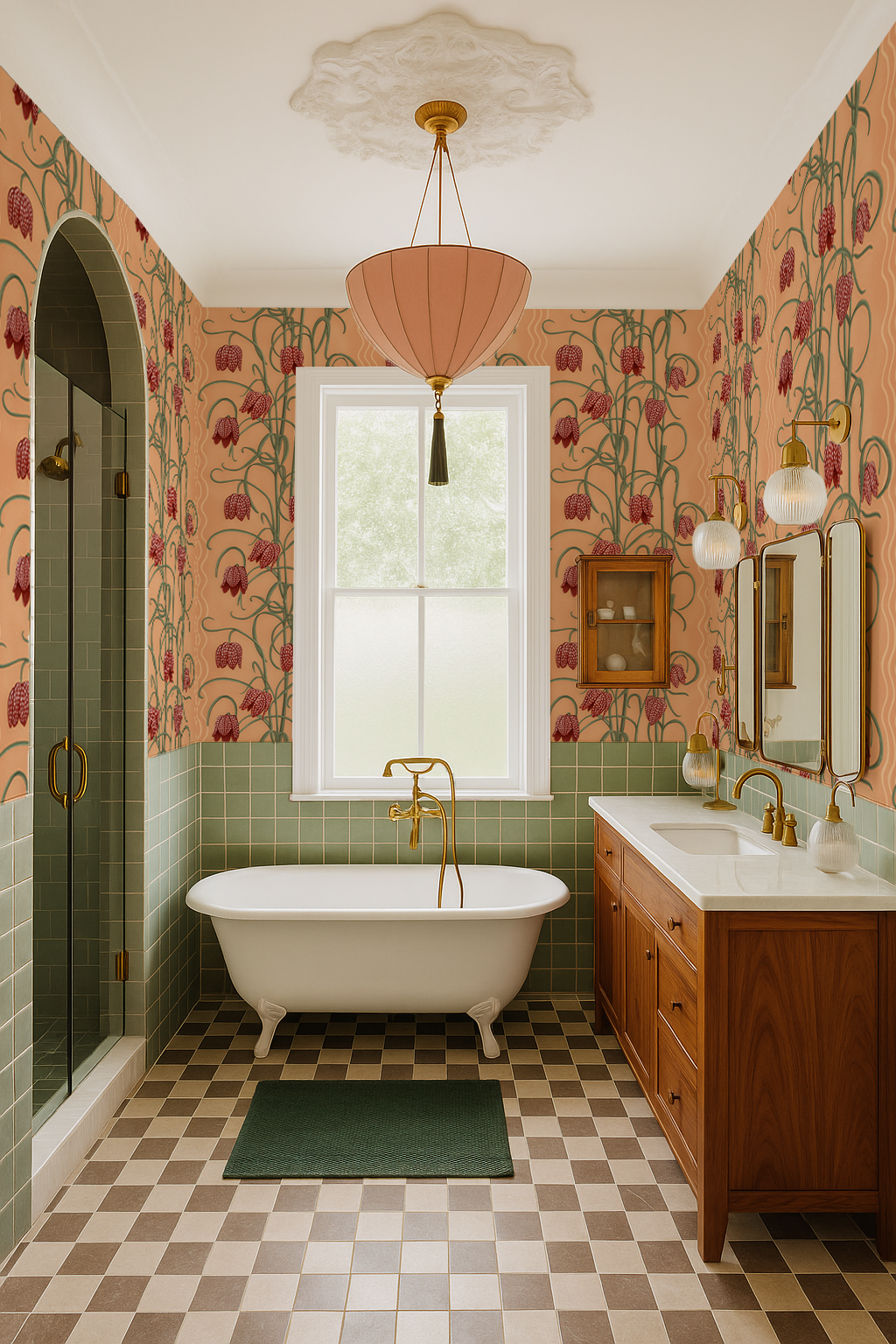 Campanas Wallpaper, Peach and Rust-6