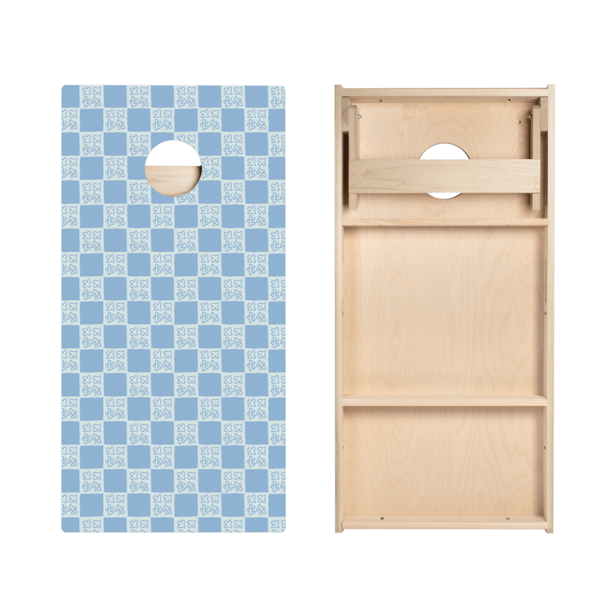 Beachy Blue Grid Star Cornhole Boards-4