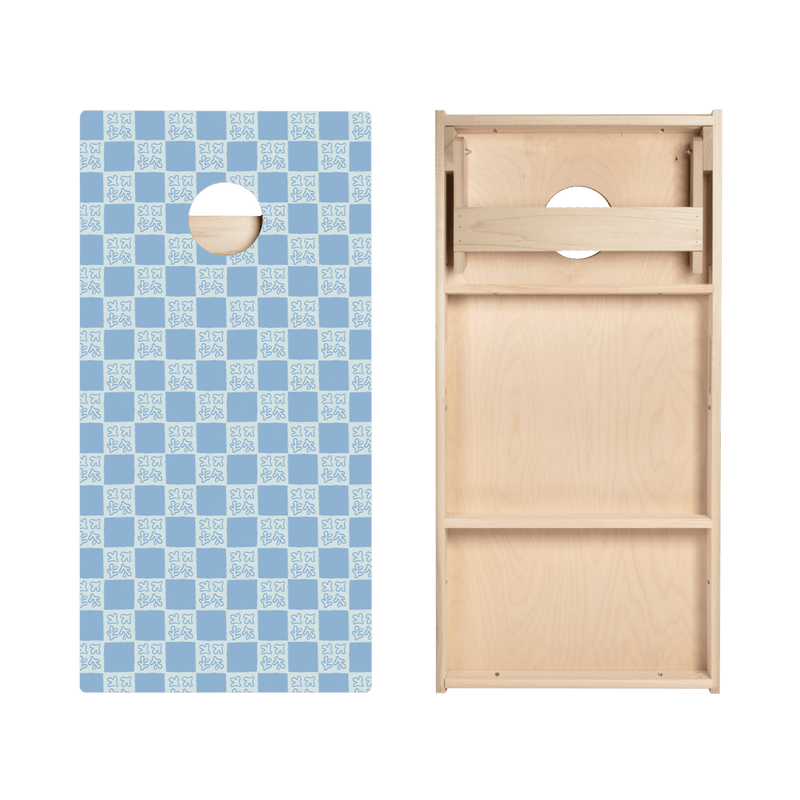 Beachy Blue Grid Star Cornhole Boards-zoom-