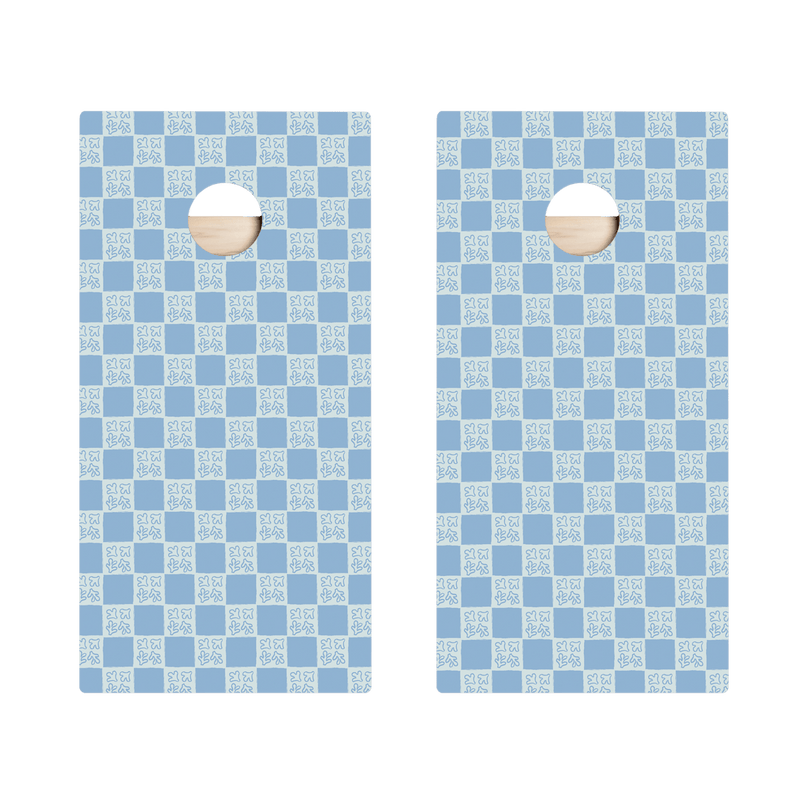 Beachy Blue Grid Star Cornhole Boards-zoom-