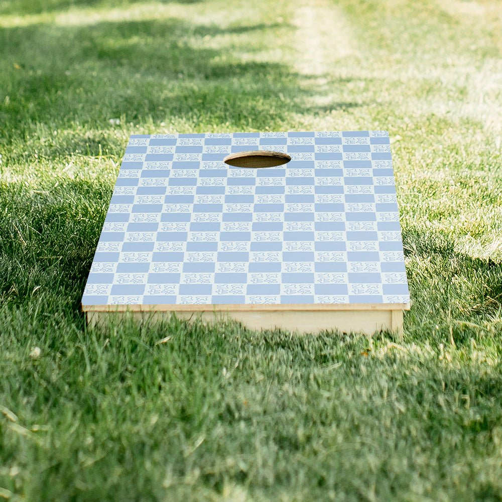 Beachy Blue Grid Star Cornhole Boards-zoom-3
