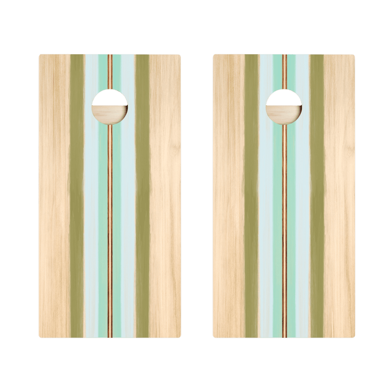 Beachy Retro Stripes Star Cornhole Boards-zoom-