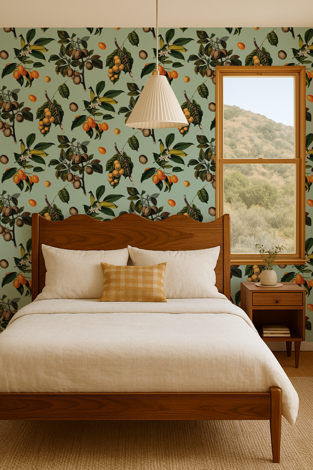 Vintage Orchard Wallpaper, robin egg-1