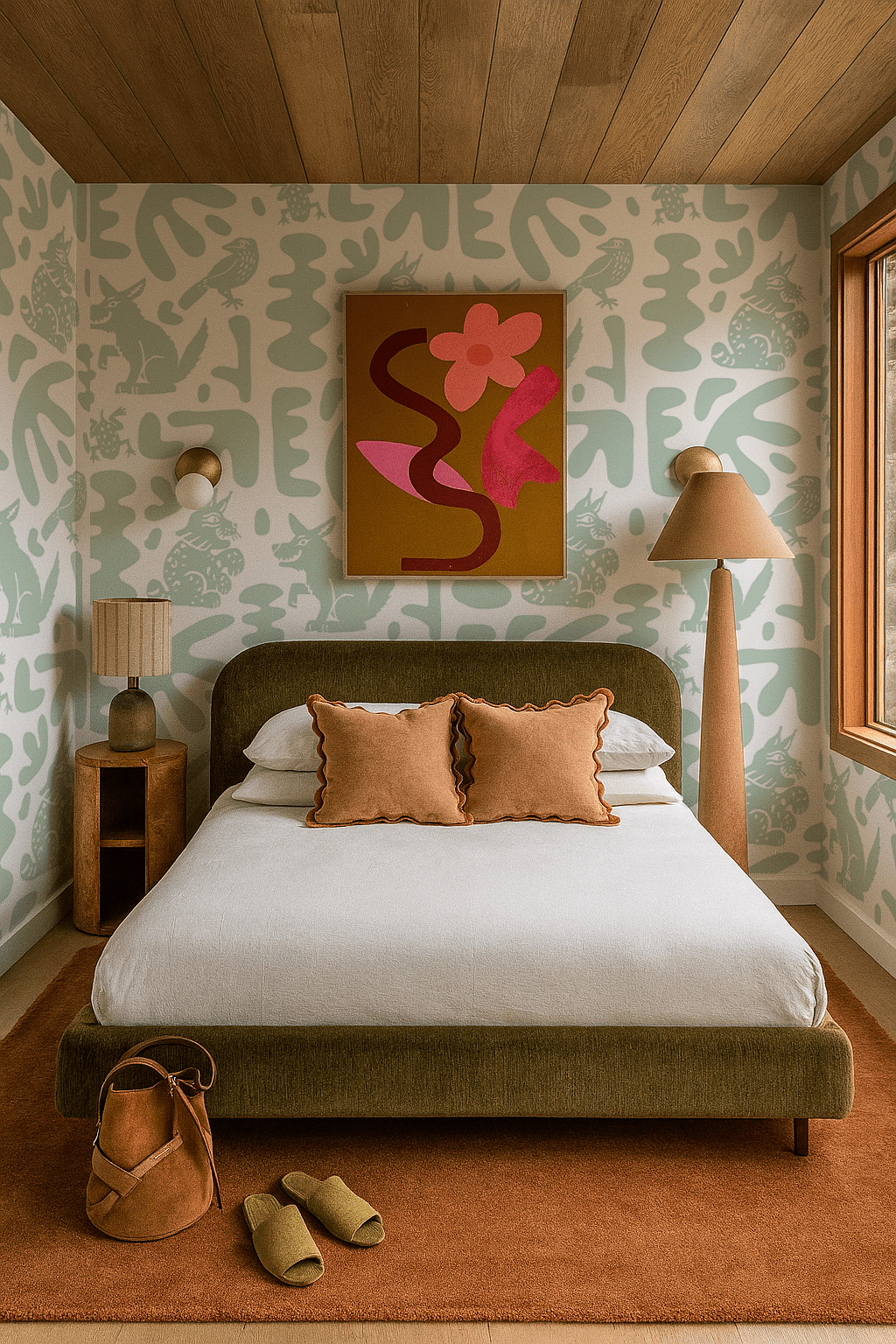 Abstract Animales Wallpaper, mint - Aware House - Samantha Santana Creative - 