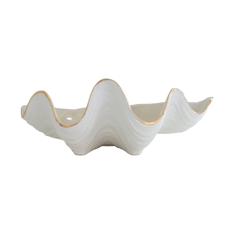 Clam Shell Bowl with 22K Gold Accent-zoom-