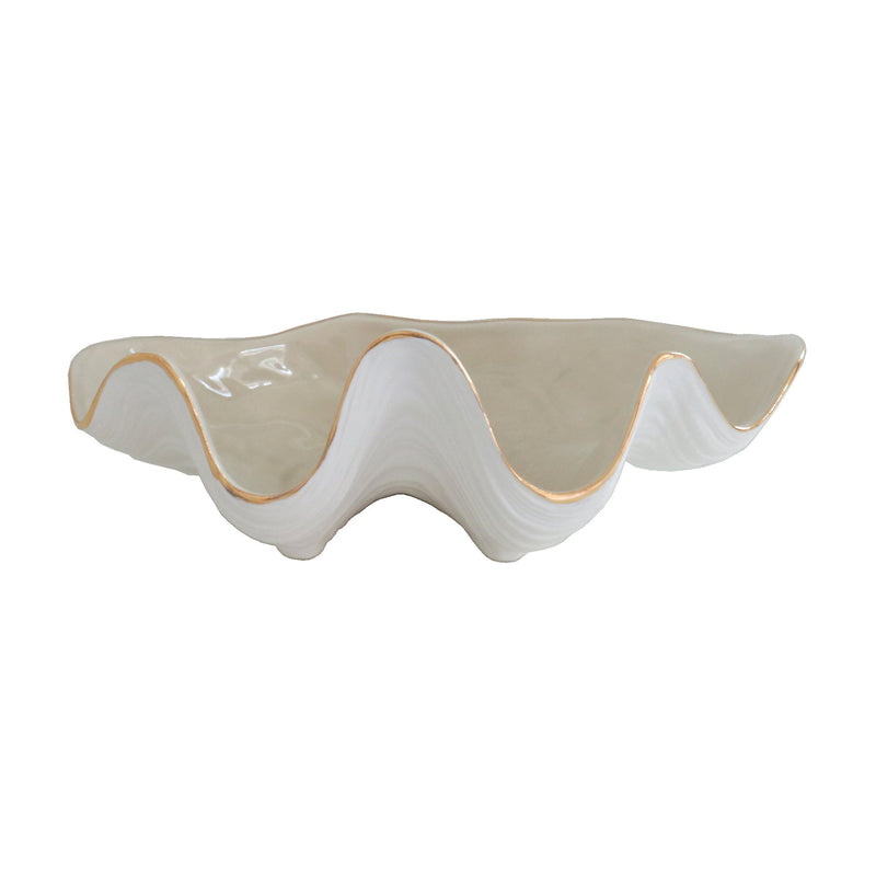 Clam Shell Bowl with 22K Gold Accent-zoom-