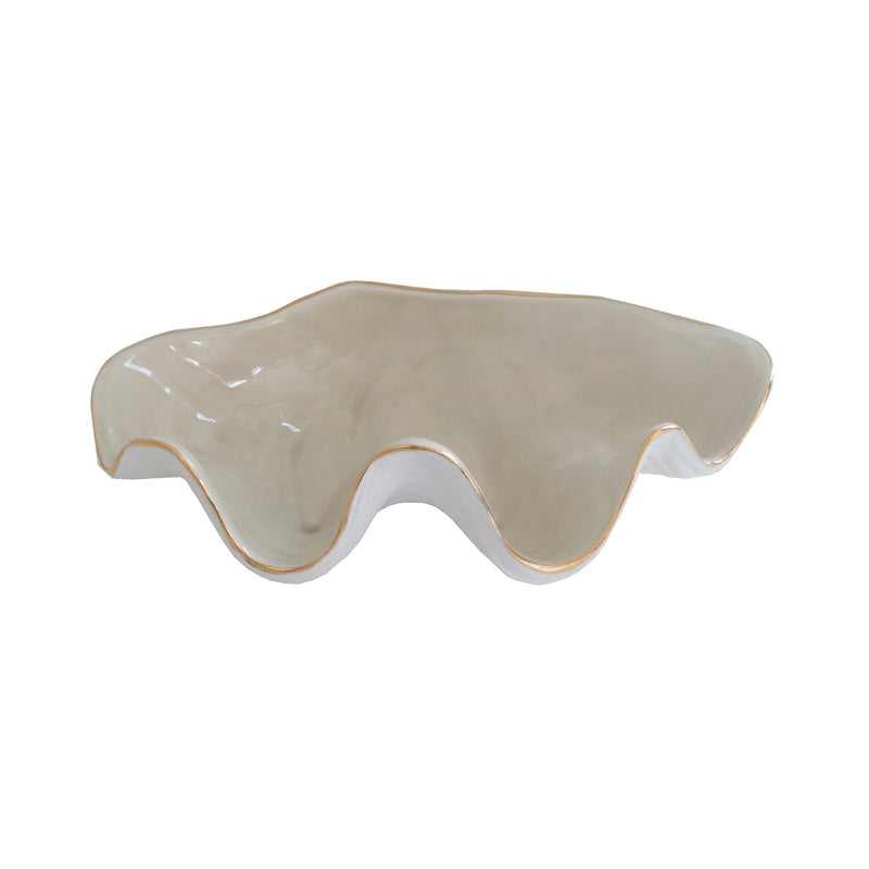 Clam Shell Bowl with 22K Gold Accent-zoom-