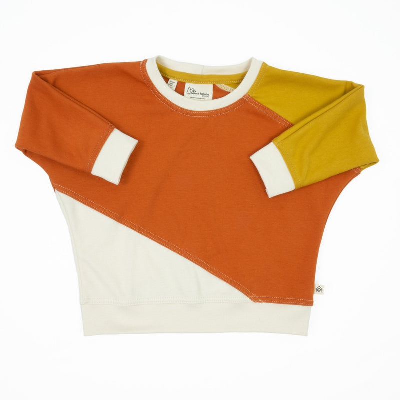 Big Kid Diagonal Colorblock Sweatshirt | Organic Cotton Colorblock Kids Sweatshirt-zoom-