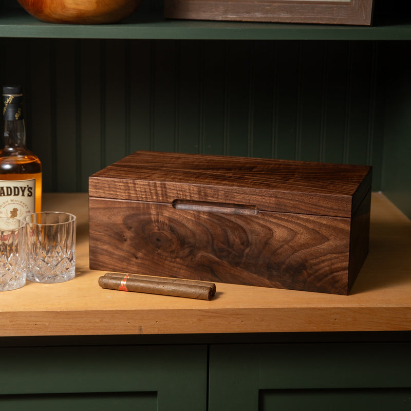 Cigar Humidor |  Black Walnut with Spanish Cedar Lining - 80 Capacity-zoom-