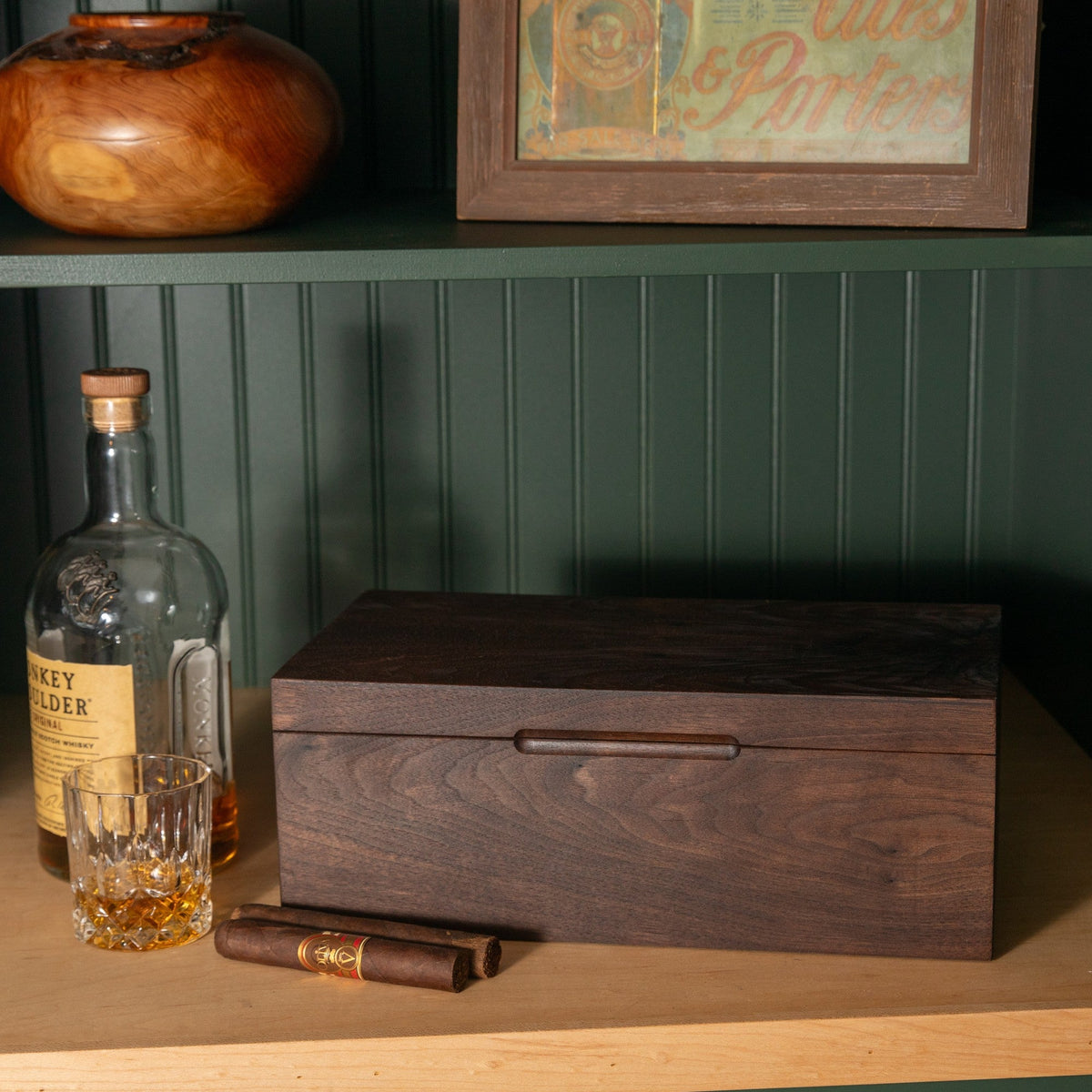 Cigar Humidor |  Black Walnut with Spanish Cedar Lining - 80 Capacity-zoom-27