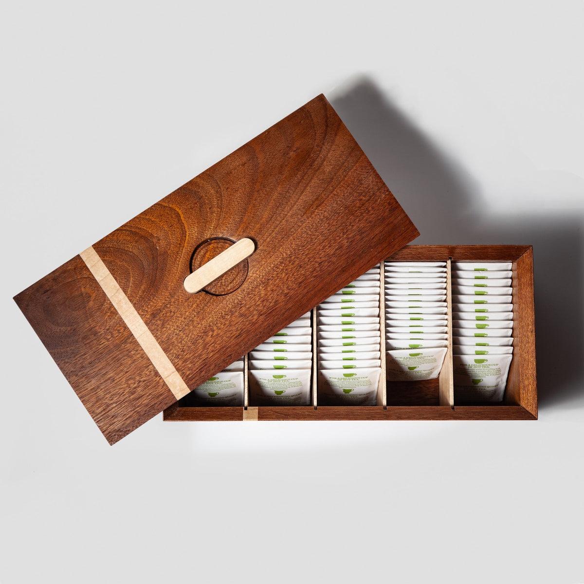 Tea Box | Black Walnut & Maple | 5 Compartments-11