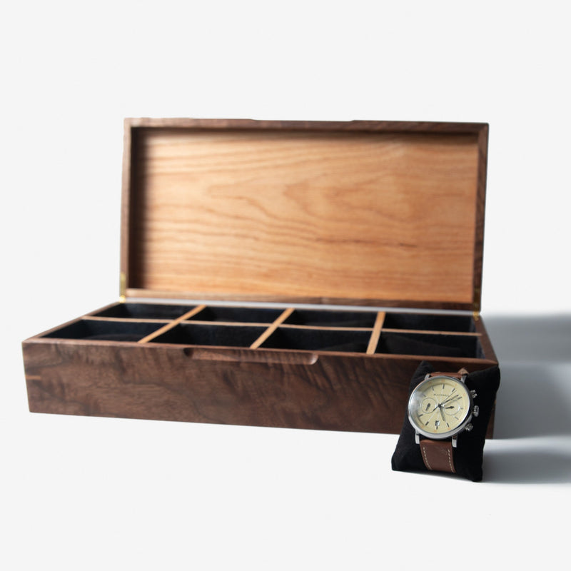 Watch Box |  Black Walnut and Oak | 8 Compartments-zoom-