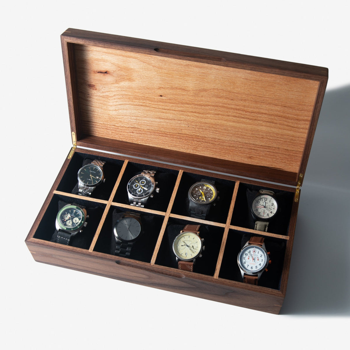 Watch Box |  Black Walnut and Oak | 8 Compartments-20