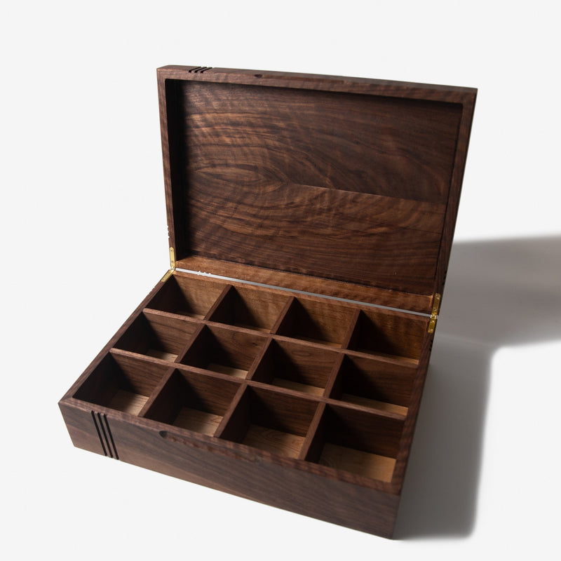 Tea Chest | Black Walnut | 12 Compartments-zoom-