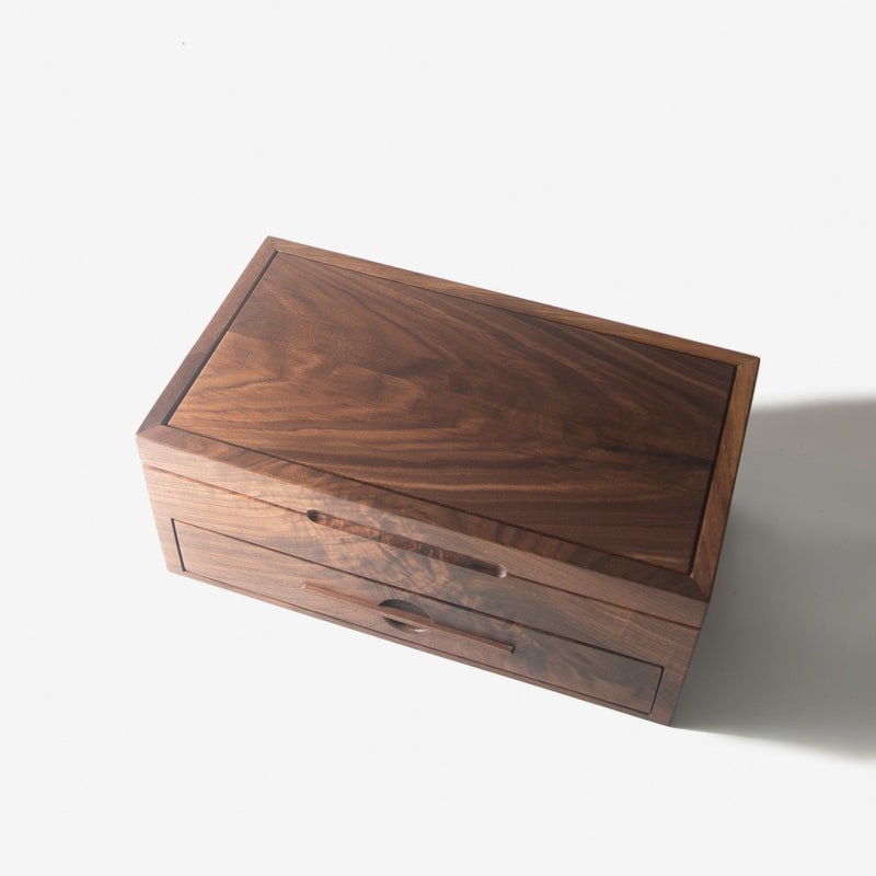 Watch Box with Drawer | Solid Black Walnut | 12 to 16 Watch Compartments-zoom-