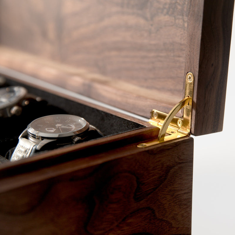 Watch Box with Drawer | Solid Black Walnut | 12 to 16 Watch Compartments-zoom-