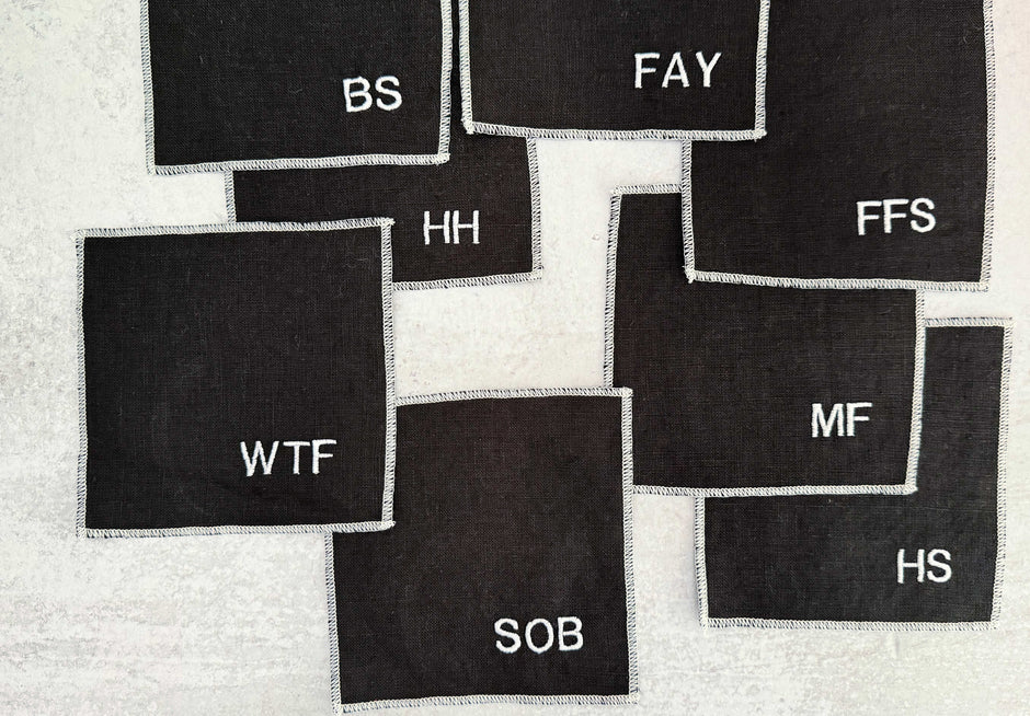 Sweary Cocktail Coasters in Black and White | Set of Eight