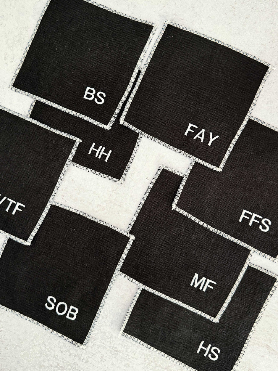Sweary Cocktail Coasters in Black and White | Set of Eight