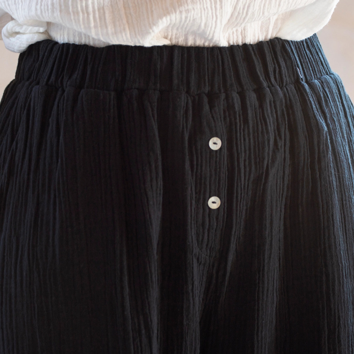 Double-Layered Muslin Cotton Button Pants-zoom-1