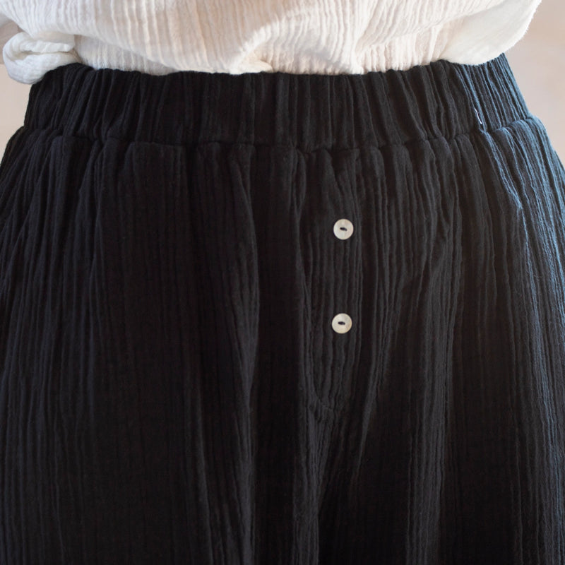 Double-Layered Muslin Cotton Button Pants-zoom-